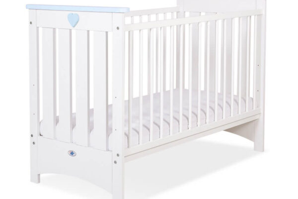 Λευκό μπλε βρεφικό κρεβάτι Lorenzo My Sweet Baby 60x120cm