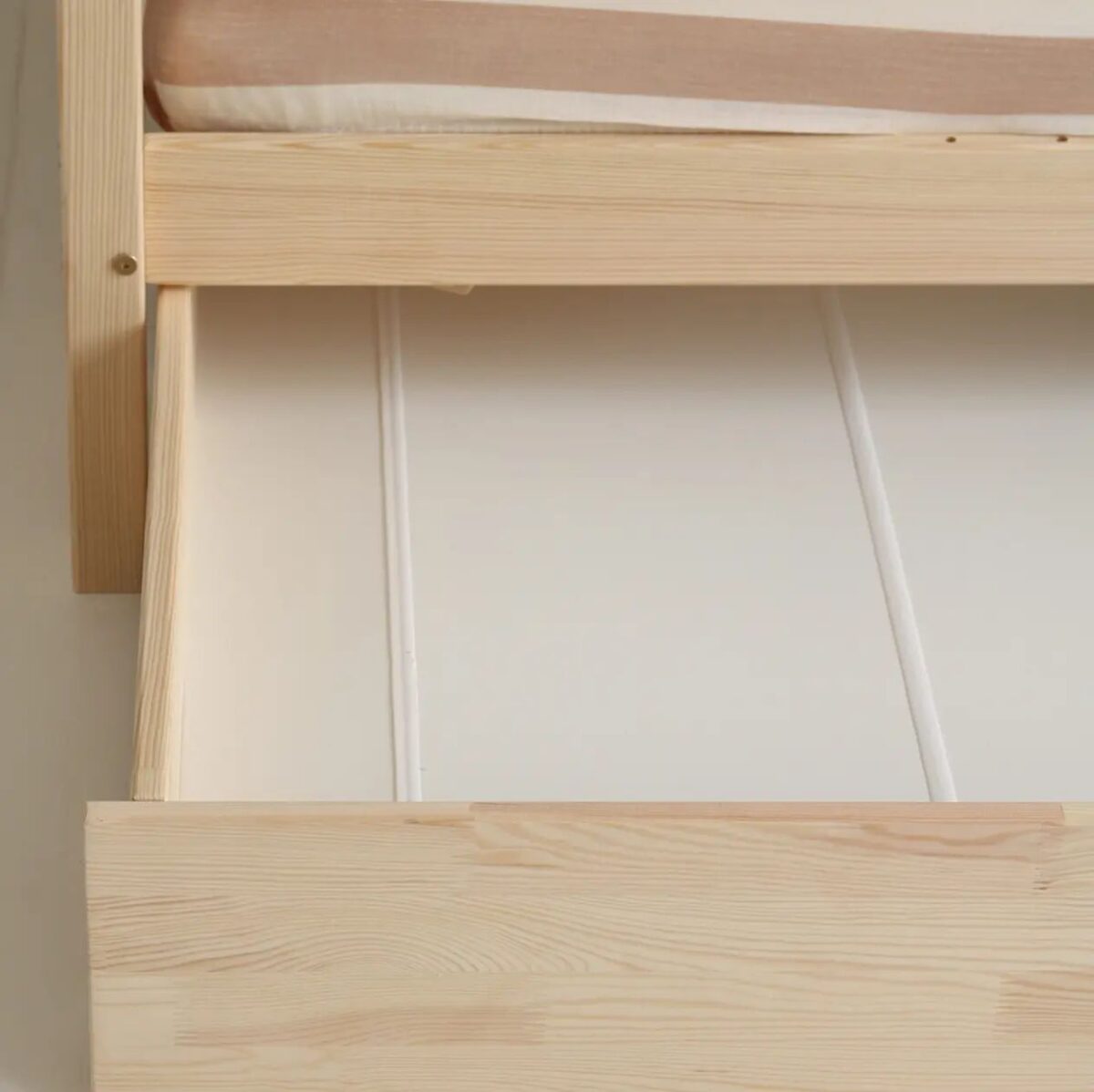 Κρεβάτι Montessori Bianco Duo Plus με συρτάρι και φυσικό ξύλο Luletto.