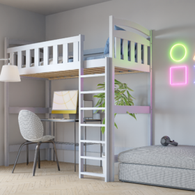 Υπερυψωμένο κρεβάτι Damian από μασίφ ξύλο Natural 90x200cm.