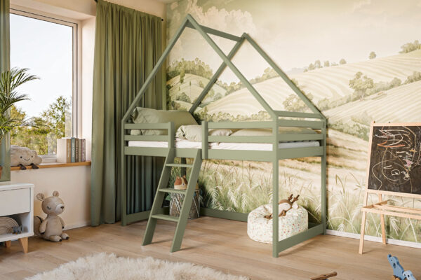 Υπερυψωμένο Κρεβάτι Moon από μασίφ ξύλο