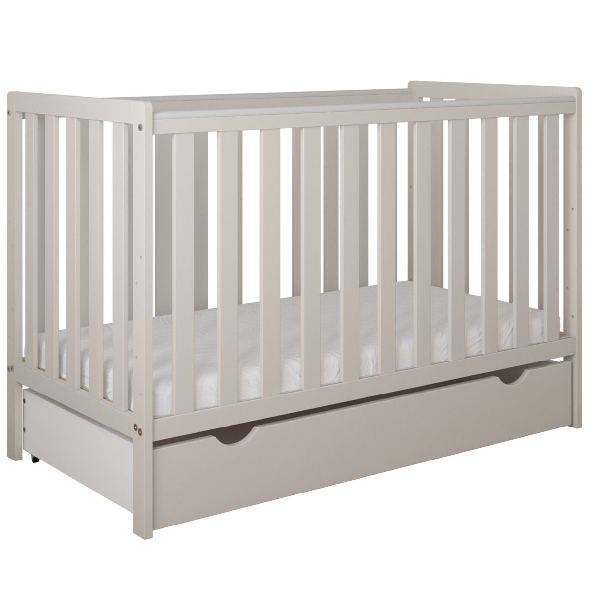 Βρεφικό κρεβάτι Bambi White BabyCute 60x120cm, ξύλινο με αποσπώμενα κάγκελα.