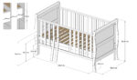 Βρεφικό κρεβάτι Loft White & Natural BabyCute 60x120cm με ξύλινα πόδια.