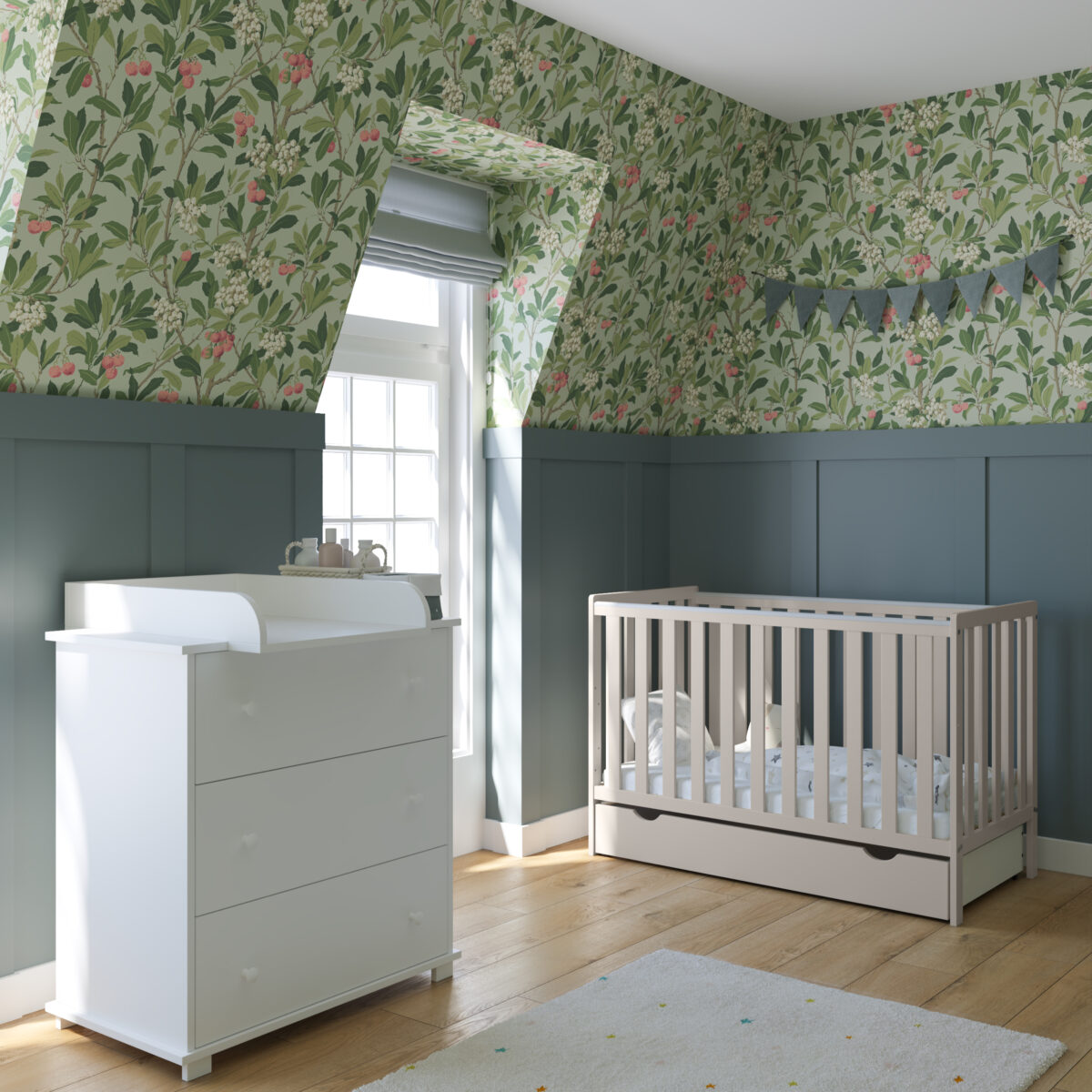 Βρεφικό κρεβάτι Bambi White BabyCute 60x120cm, ξύλινο με αποσπώμενα κάγκελα.