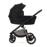 Μαύρο καρότσι μωρού "Bianco" με χρυσές λεπτομέρειες, κομψό και πρακτικό.