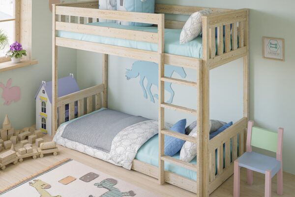 Κουκέτα Montessori Ryk II, χαμηλή, από μασίφ ξύλο, φυσικό 90x200cm.