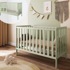 Ξύλινο βρεφικό κρεβάτι Bambi White BabyCute 60x120 με συρτάρι.