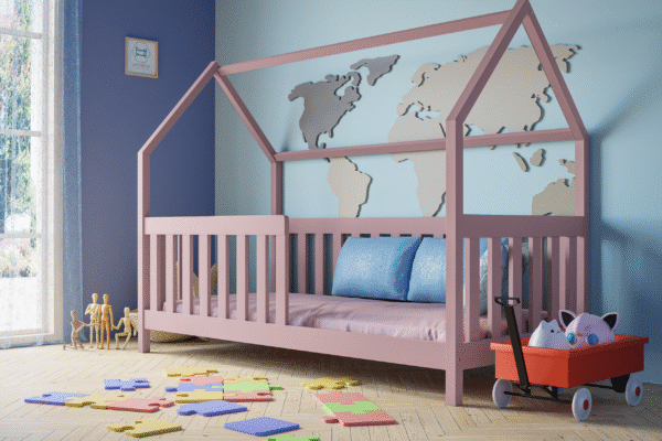 Κρεβάτι Montessori Σπιτάκι Ania House Natural, μασίφ ξύλο, 90x200cm.