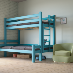 Κουκέτα Klara μονή-ημίδιπλη από μασίφ ξύλο γκρι 90/120x200cm με έκπτωση στα στρώματα.