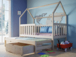 Κρεβάτι Σπιτάκι Ania House συρόμενο μασίφ ξύλο 90x200cm