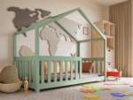 Κρεβάτι Montessori Σπιτάκι Lucek House από μασίφ ξύλο, φυσικό 90x200cm.