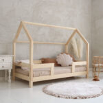 Luletto: Παιδικό κρεβάτι Montessori Barriera Duo 90x200 από φυσικό ξύλο.