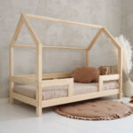 Luletto κρεβάτι παιδικό Montessori Barriera Duo 90x200 από φυσικό ξύλο.