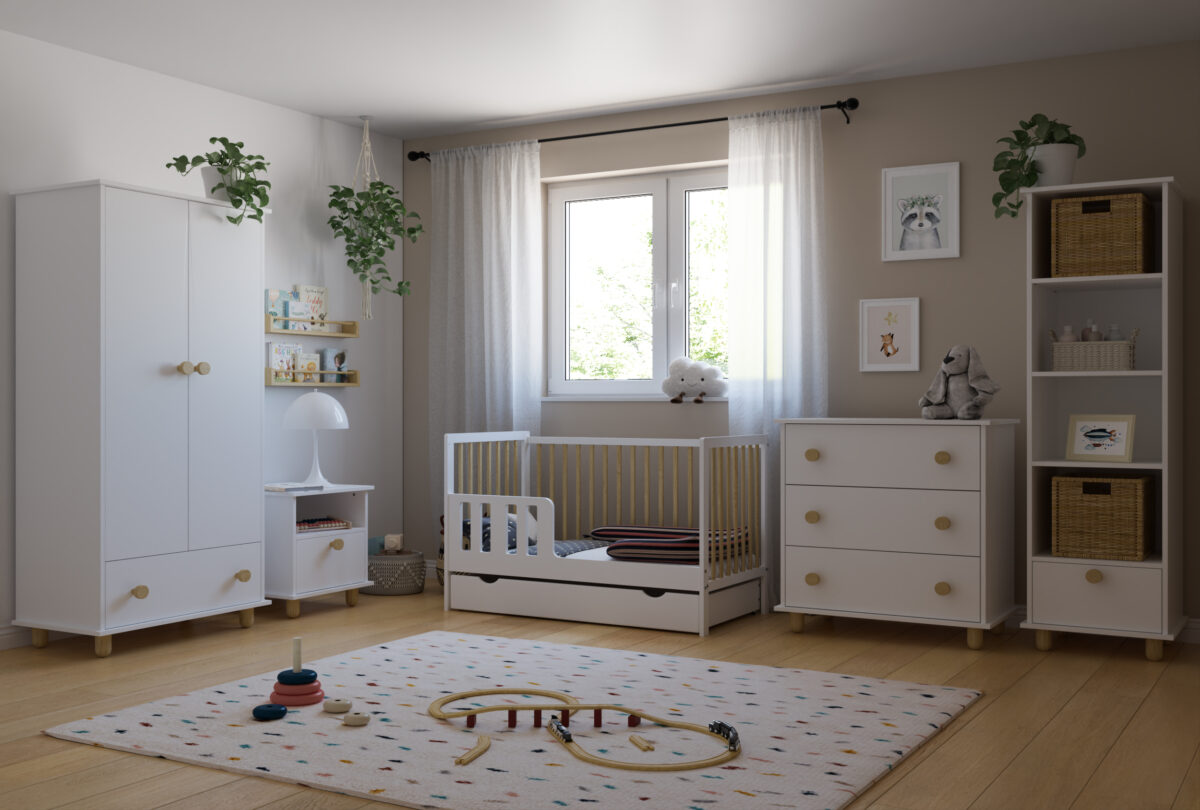 BabyCute Lumi White βρεφικό κρεβάτι από ξύλο πεύκου 60x120cm.