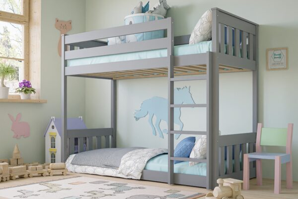 Χαμηλή κουκέτα Montessori Ryk II γκρι από μασίφ ξύλο 90x200cm.