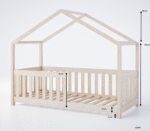 Κρεβάτι Montessori Lucek House σπιτάκι από μασίφ ξύλο, φυσικό, 90x200cm.