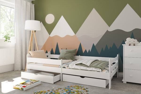 Καναπές Κρεβάτι Riko BabyCute λευκό με συρτάρια, 90x200cm