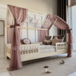 Κουρτίνα Οροφής Bianco Bed Cappuccino Voile Luletto για παιδικό κρεβάτι.