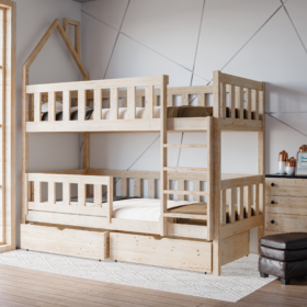 Κουκέτα Annia House από μασίφ ξύλο Natural 90×200cm με συρτάρια.