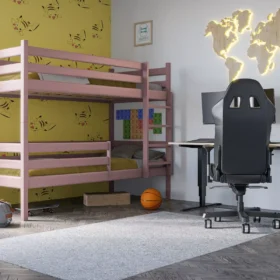 Κουκέτα Dawid ροζ από μασίφ ξύλο, διαστάσεων 90x200 εκατοστά.