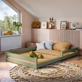 Κρεβάτι Montessori Zofia από μασίφ ξύλο Olive, 120x200cm.