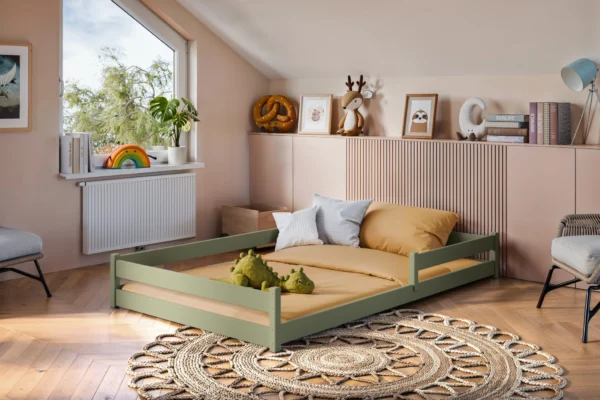 Κρεβάτι Montessori Zofia από μασίφ ξύλο Olive, 120x200cm.
