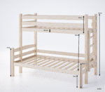 Κουκέτα Klara: Μονή-ημίδιπλη γκρι από μασίφ ξύλο, διαστάσεων 90/120x200cm.