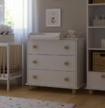 Συρταριέρα BabyCute Lumi White BC20080 με αλλαξιέρα και ξύλινα πόμολα.