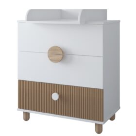 Συρταριέρα με αλλαξιέρα Loft White & Natural BabyCute για μωρά.