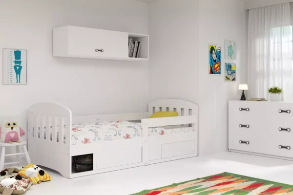 Κρεβάτι Classic White 80×160cm με Χώρο Αποθήκευσης & Στρώμα