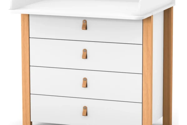 Βρεφική συρταριέρα Veres Monaco 90cm με αποσπώμενη αλλαξιέρα, λευκή και φυσική.