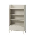 Βιβλιοθήκη Harmony Cashmere HR-02: Μπεζ ραφιέρα με ράφια και συρτάρι.
