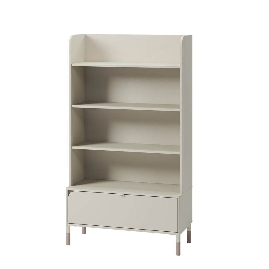 Βιβλιοθήκη Harmony Cashmere HR-02: Μπεζ ραφιέρα με ράφια και συρτάρι.