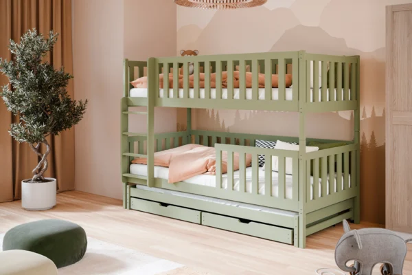 προϊόν Κουκέτα Lea μασίφ ξύλο Olive 90x200cm με συρόμενο κρεβάτι.