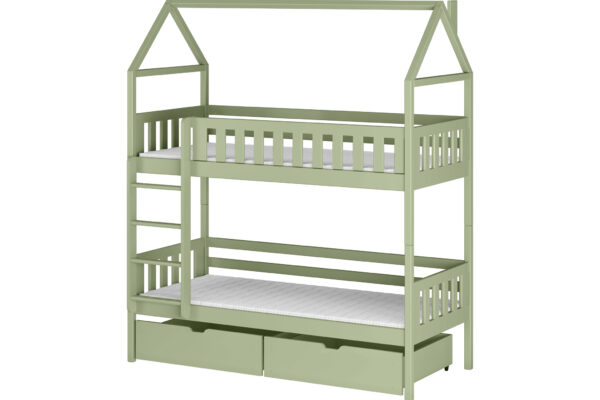 Ξύλινη κουκέτα σπιτάκι Gaja με συρτάρια αποθήκευσης, 90x200cm.