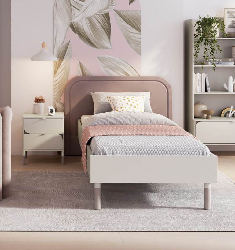 Κρεβάτι Harmony Cashmere 90x200cm HR-08: Μοντέρνο κρεβάτι σε απαλές αποχρώσεις.