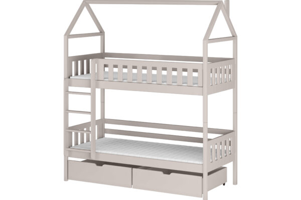 Ξύλινη κουκέτα σπιτάκι Gaja με συρτάρια, cashmere, 90x200cm