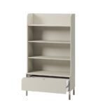 Βιβλιοθήκη Harmony Cashmere HR-02: Ράφια και συρτάρι αποθήκευσης, κασμίρ χρώμα.
