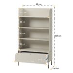 Βιβλιοθήκη Harmony Cashmere HR-02 με ράφια και συρτάρι, πρακτική και κομψή.