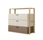 Συρταριέρα Lenny LY-06 Natural, Cream, Mocha - τρία συρτάρια, ξύλινη