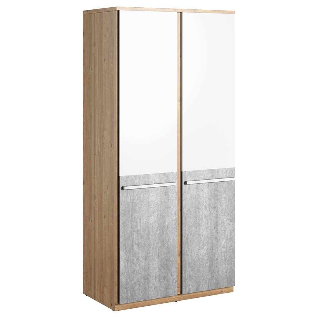 Ντουλάπα 2φυλλη Plano Natural & White: Δίφυλλη ντουλάπα με λευκό και γκρι