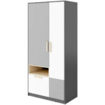 Ντουλάπα 2φυλλη Pok Grey PO-02: Μοντέρνα ντουλάπα με δύο φύλλα και συρτάρι.