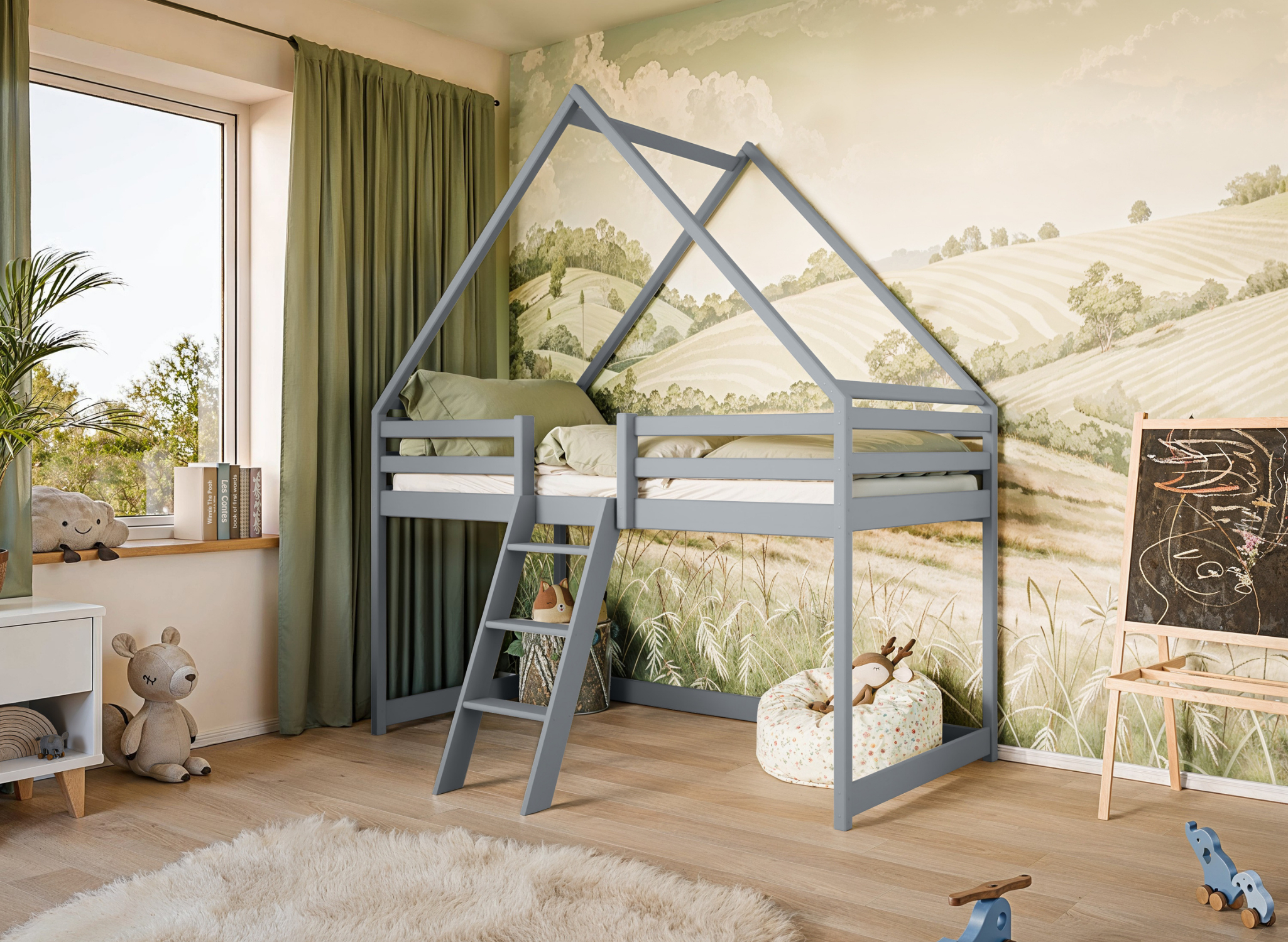 Υπερυψωμένο Κρεβάτι Moon από μασίφ ξύλο