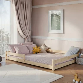 προϊόν Κρεβάτι Montessori Fini Fast, ξύλινο με οριζόντιο κάγκελο, 140x200cm.