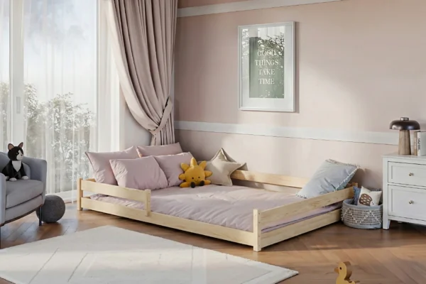 προϊόν Κρεβάτι Montessori Fini Fast, ξύλινο με οριζόντιο κάγκελο, 140x200cm.
