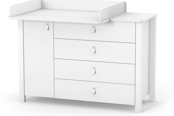 Βρεφική συρταριέρα Veres Monaco 120cm με αποσπώμενη αλλαξιέρα, λευκή.