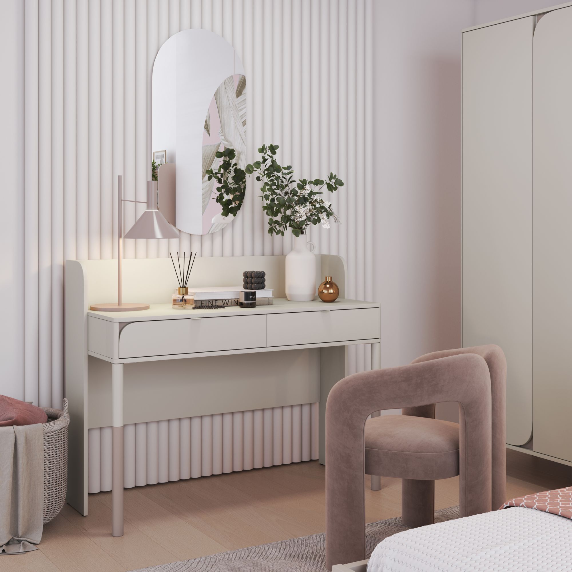 Μπουντουάρ Harmony Cashmere HR-03/HR-04: κομψό και λειτουργικό έπιπλο καλλωπισμού.