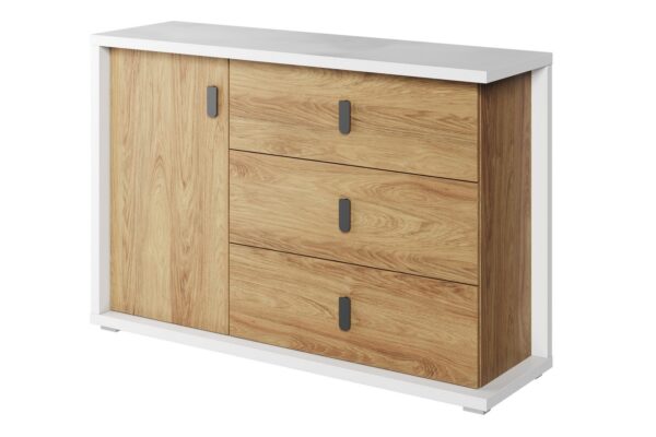 Συρταριέρα Simi White & Natural MS-05 με συρτάρια αποθηκευτικού χώρου.