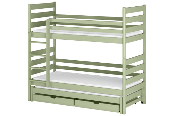 κουκέτα tomi μασίφ ξύλο πεύκου με τρίτο συρόμενο olive παιδικό δωμάτιο