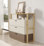 Συρταριέρα Lenny Natural, cream, mocha LY-06: μοντέρνα συρταριέρα τριών συρταριών.