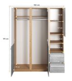 Ντουλάπα 3φυλλη Plano Natural & White PN-01: Ευρύχωρη και μοντέρνα